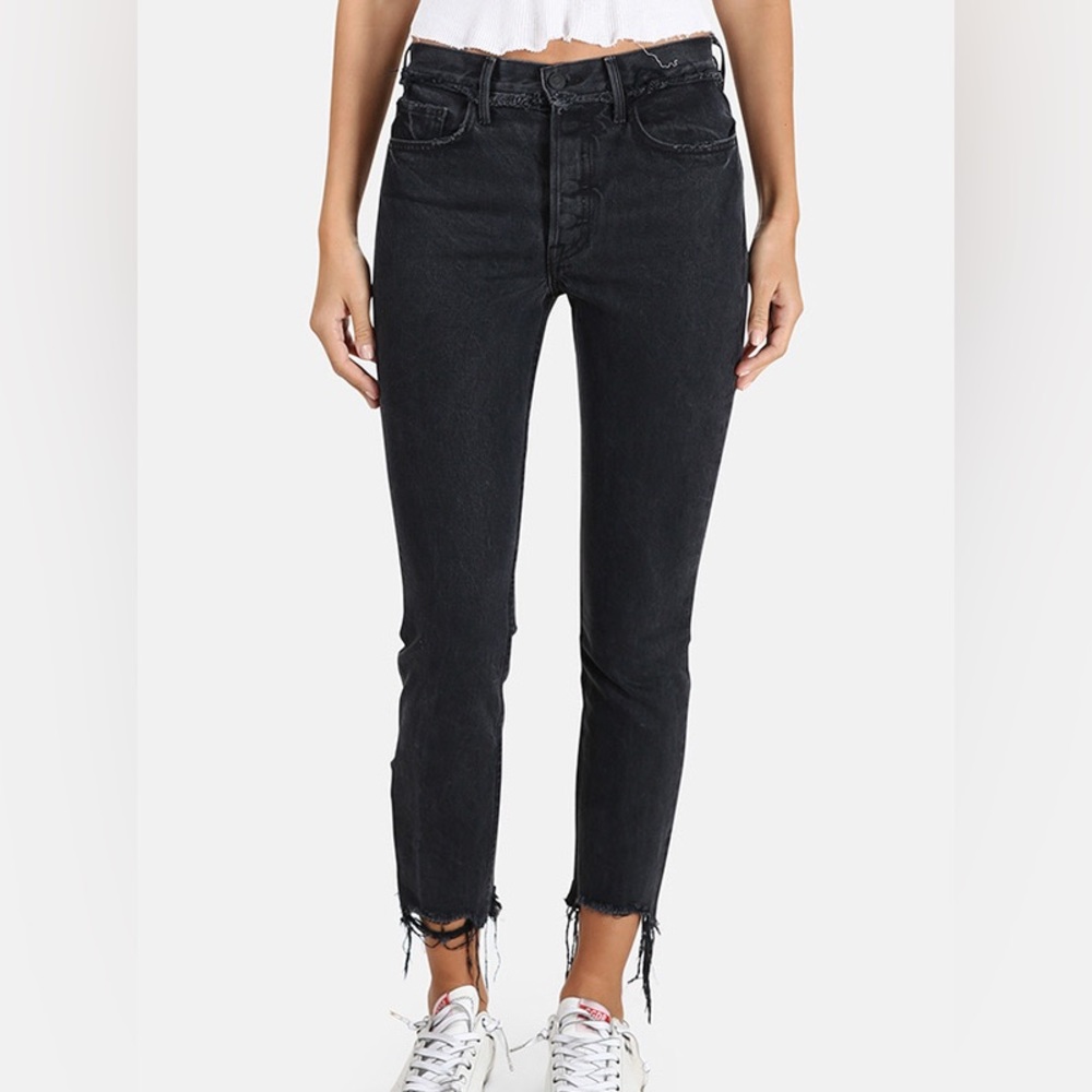 GRLFRND High Rise Chewed Hem Karolina Jeans in Excuse My French Sz 29 Button Fly